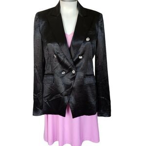GENERATION LOVE Adele crystal button blazer black double breasted jacket XS NEW